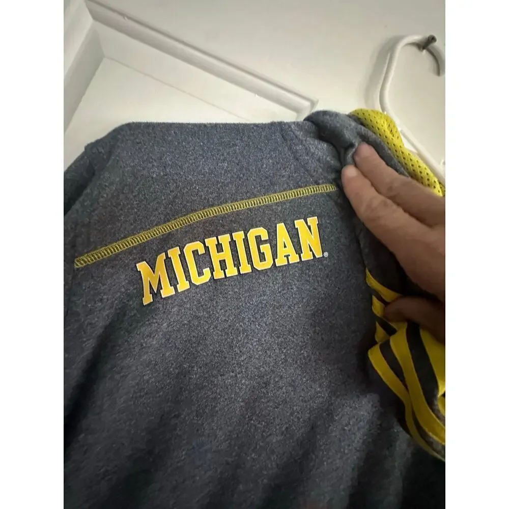 Adidas Gray & Yellow UNIVERSITY OF MICHIGAN Full Zip Climawarm Track Jacket S